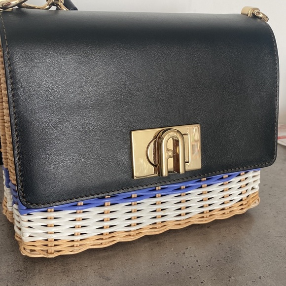 Furla 1927 Crossbody Black/Wicker - Picture 2 of 2